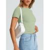 imageTrendy Queen Womens Basic T Shirts Summer Tops 2026 Crop Short Sleeve Slim Fit Tee Cute Gym Workout ClothesLightgreen