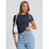 imageTrendy Queen Womens Basic T Shirts Summer Tops 2026 Crop Short Sleeve Slim Fit Tee Cute Gym Workout ClothesNavy