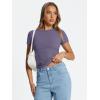 imageTrendy Queen Womens Basic T Shirts Summer Tops 2026 Crop Short Sleeve Slim Fit Tee Cute Gym Workout ClothesPurple
