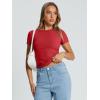 imageTrendy Queen Womens Basic T Shirts Summer Tops 2026 Crop Short Sleeve Slim Fit Tee Cute Gym Workout ClothesRed