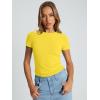 imageTrendy Queen Womens Basic T Shirts Summer Tops 2026 Crop Short Sleeve Slim Fit Tee Cute Gym Workout ClothesYellow