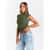 imageTrendy Queen Womens Going Out Basic Tank Tops Mock Neck Spring Clothes Sleeveless Cute Shirts Summer Y2K Sexy Outfits 2026Armygreen