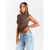 imageTrendy Queen Womens Going Out Basic Tank Tops Mock Neck Spring Clothes Sleeveless Cute Shirts Summer Y2K Sexy Outfits 2026Brown