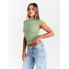 imageTrendy Queen Womens Going Out Basic Tank Tops Mock Neck Spring Clothes Sleeveless Cute Shirts Summer Y2K Sexy Outfits 2026Green