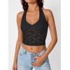 imageTrendy Queen Womens Going Out Tops Lace VNeck Sleeveless Double Lined Halter Y2K Sexy Crop Summer Fashion Tank Top 2026Black