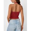 imageTrendy Queen Womens Going Out Tops Lace VNeck Sleeveless Double Lined Halter Y2K Sexy Crop Summer Fashion Tank Top 2026Red