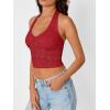 imageTrendy Queen Womens Going Out Tops Lace VNeck Sleeveless Double Lined Halter Y2K Sexy Crop Summer Fashion Tank Top 2026Red
