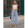 imageTrendy Queen Womens High Waisted Wide Leg Jeans Stretchy Barrel Baggy Denim Ankle Cropped Pants Raw HemLight Blue