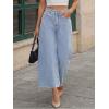 imageTrendy Queen Womens High Waisted Wide Leg Jeans Stretchy Barrel Baggy Denim Ankle Cropped Pants Raw HemLight Blue