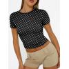 imageTrendy Queen Womens Short Sleeve T Shirts Summer Crop Tops Basic Slim Fit Gym Workout Y2k ClothesBlack Dots