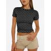imageTrendy Queen Womens Short Sleeve T Shirts Summer Crop Tops Basic Slim Fit Gym Workout Y2k ClothesBlack Dots