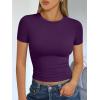 imageTrendy Queen Womens Short Sleeve T Shirts Summer Crop Tops Basic Slim Fit Gym Workout Y2k ClothesDeep Purple