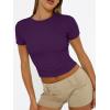 imageTrendy Queen Womens Short Sleeve T Shirts Summer Crop Tops Basic Slim Fit Gym Workout Y2k ClothesDeep Purple