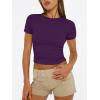 imageTrendy Queen Womens Short Sleeve T Shirts Summer Crop Tops Basic Slim Fit Gym Workout Y2k ClothesDeep Purple
