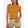 imageTrendy Queen Womens Short Sleeve T Shirts Summer Crop Tops Basic Slim Fit Gym Workout Y2k ClothesGolden Ochre