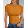 imageTrendy Queen Womens Short Sleeve T Shirts Summer Crop Tops Basic Slim Fit Gym Workout Y2k ClothesGolden Ochre