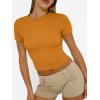imageTrendy Queen Womens Short Sleeve T Shirts Summer Crop Tops Basic Slim Fit Gym Workout Y2k ClothesGolden Ochre