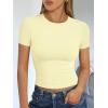imageTrendy Queen Womens Short Sleeve T Shirts Summer Crop Tops Basic Slim Fit Gym Workout Y2k ClothesLight Yellow