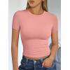 imageTrendy Queen Womens Short Sleeve T Shirts Summer Crop Tops Basic Slim Fit Gym Workout Y2k ClothesPeach Pink