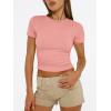 imageTrendy Queen Womens Short Sleeve T Shirts Summer Crop Tops Basic Slim Fit Gym Workout Y2k ClothesPeach Pink
