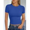 imageTrendy Queen Womens Short Sleeve T Shirts Summer Crop Tops Basic Slim Fit Gym Workout Y2k ClothesRoyal Blue
