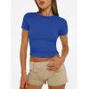imageTrendy Queen Womens Short Sleeve T Shirts Summer Crop Tops Basic Slim Fit Gym Workout Y2k ClothesRoyal Blue