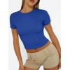 imageTrendy Queen Womens Short Sleeve T Shirts Summer Crop Tops Basic Slim Fit Gym Workout Y2k ClothesRoyal Blue