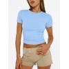 imageTrendy Queen Womens Short Sleeve T Shirts Summer Crop Tops Basic Slim Fit Gym Workout Y2k ClothesSky Blue