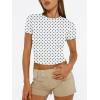 imageTrendy Queen Womens Short Sleeve T Shirts Summer Crop Tops Basic Slim Fit Gym Workout Y2k ClothesWhite Dots