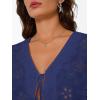 imageTrendy Queen Womens Summer Tops Cute Boho Blouses Beach Vacation Spring Outfits 2026 Tie Front Eyelet Embroidered ClothesDark Blue