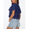 imageTrendy Queen Womens Summer Tops Cute Boho Blouses Beach Vacation Spring Outfits 2026 Tie Front Eyelet Embroidered ClothesDark Blue