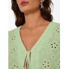 imageTrendy Queen Womens Summer Tops Cute Boho Blouses Beach Vacation Spring Outfits 2026 Tie Front Eyelet Embroidered ClothesLight Green