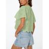 imageTrendy Queen Womens Summer Tops Cute Boho Blouses Beach Vacation Spring Outfits 2026 Tie Front Eyelet Embroidered ClothesLight Green