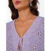 imageTrendy Queen Womens Summer Tops Cute Boho Blouses Beach Vacation Spring Outfits 2026 Tie Front Eyelet Embroidered ClothesLight Purple