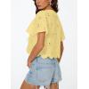 imageTrendy Queen Womens Summer Tops Cute Boho Blouses Beach Vacation Spring Outfits 2026 Tie Front Eyelet Embroidered ClothesLight Yellow