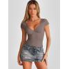imageTrendy Queen Womens Summer VNeck Backless Cute Tops Going Out Sexy Slim TShirts Y2K Clothes Corset Spring Outfits 2026Coffee Grey