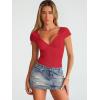imageTrendy Queen Womens Summer VNeck Backless Cute Tops Going Out Sexy Slim TShirts Y2K Clothes Corset Spring Outfits 2026Red