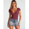 imageTrendy Queen Womens Summer VNeck Backless Cute Tops Going Out Sexy Slim TShirts Y2K Clothes Corset Spring Outfits 2026Wine Red