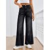 imageTrendy Queen Womens Wide Leg Jeans Relaxed Loose Straight Leg with Raw Hem Comfort Denim PantsBlack