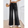 imageTrendy Queen Womens Wide Leg Jeans Relaxed Loose Straight Leg with Raw Hem Comfort Denim PantsBlack