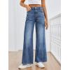 imageTrendy Queen Womens Wide Leg Jeans Relaxed Loose Straight Leg with Raw Hem Comfort Denim PantsBlue