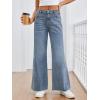 imageTrendy Queen Womens Wide Leg Jeans Relaxed Loose Straight Leg with Raw Hem Comfort Denim PantsHaze Blue