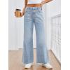 imageTrendy Queen Womens Wide Leg Jeans Relaxed Loose Straight Leg with Raw Hem Comfort Denim PantsLight Blue