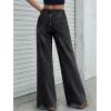 imageTrendy Queen Womens Wide Leg Jeans Stretchy High Waisted Straight Leg with Raw Hem Baggy Denim PantsBlack