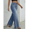 imageTrendy Queen Womens Wide Leg Jeans Stretchy High Waisted Straight Leg with Raw Hem Baggy Denim PantsBlue