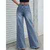 imageTrendy Queen Womens Wide Leg Jeans Stretchy High Waisted Straight Leg with Raw Hem Baggy Denim PantsBlue