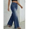 imageTrendy Queen Womens Wide Leg Jeans Stretchy High Waisted Straight Leg with Raw Hem Baggy Denim PantsDeep Blue