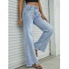 imageTrendy Queen Womens Wide Leg Jeans Stretchy High Waisted Straight Leg with Raw Hem Baggy Denim PantsLight Blue
