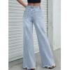 imageTrendy Queen Womens Wide Leg Jeans Stretchy High Waisted Straight Leg with Raw Hem Baggy Denim PantsLight Blue