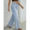 imageTrendy Queen Womens Wide Leg Jeans Stretchy High Waisted Straight Leg with Raw Hem Baggy Denim PantsLight Blue